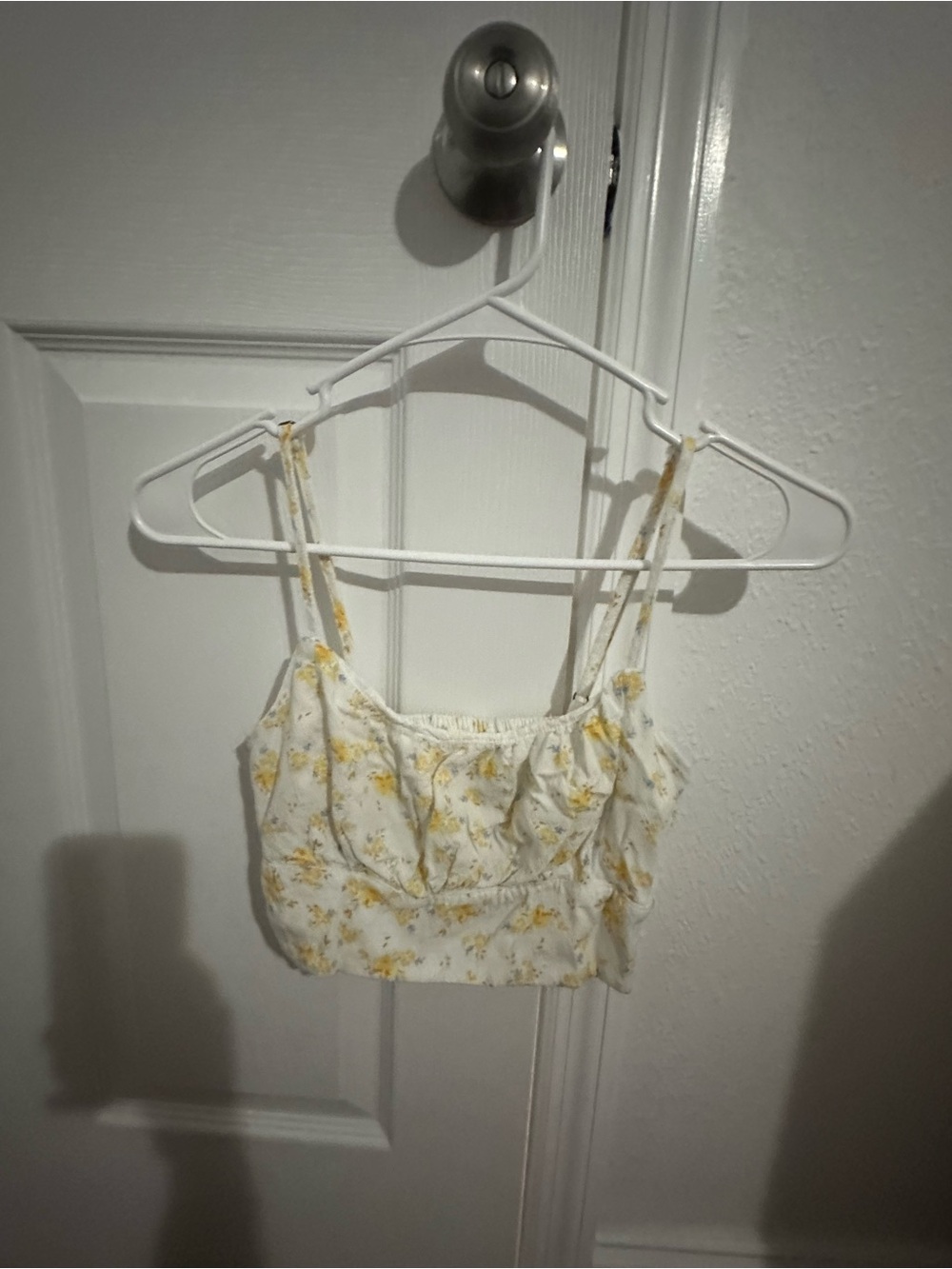 Aeropostale White Floral Yellow Crop Camisole